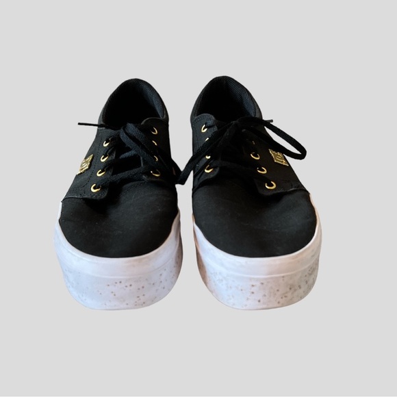 DC Women’s Trase Platform TX SE Lace Up Skateboard Shoe Black & Gold Size 11 - Picture 3 of 8